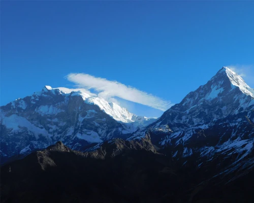 Baraha Shikar And Annapurna South Mountain View From Khopra Danda