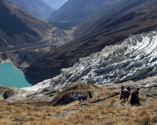 Birendra Lake And Lower Valley From Manaslu Base Camp ()