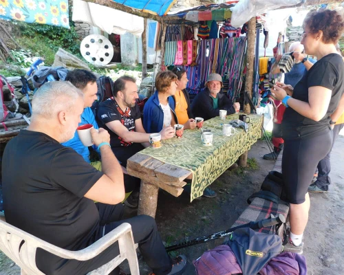 Having Tea During Hike
