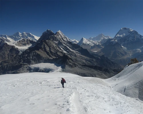 Heading Down After Successfully Competed Mera Peak Climbing