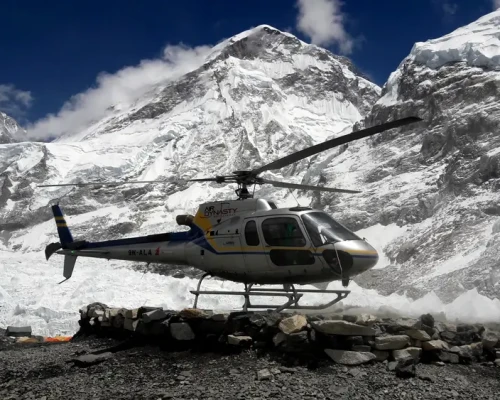 Helicopter Landing At Everest Base Camp