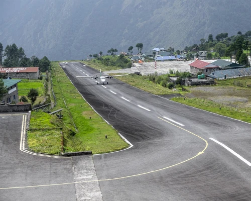 Plane Is Just Landing At Lukla Airport
