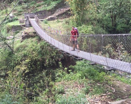 Suspension Bridge During Annapurna Base Camp Hike